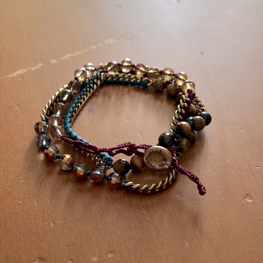 Purple and blue beaded wrap bracelet